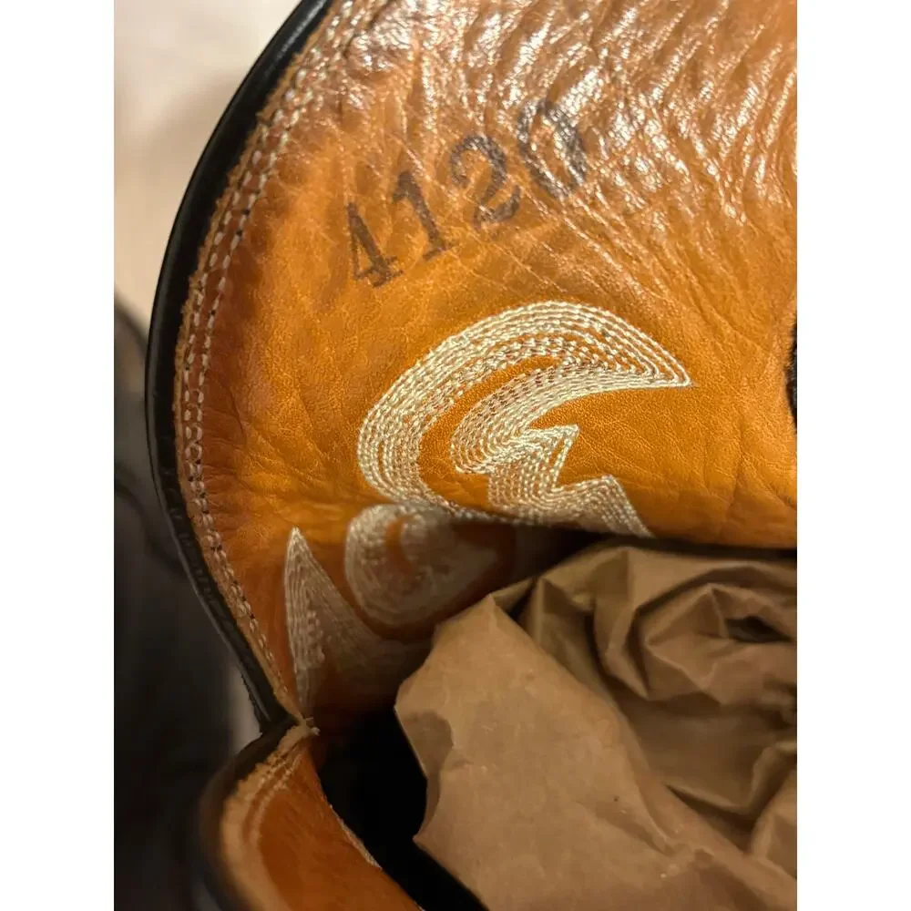 Rios of Mercedes R9003 Full Quill Ostrich Calfskin Upper Mens 12D Handmade Boots